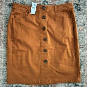 (NWT) LOFT Button Down Burnt Orange Skirt (8 Petite)
